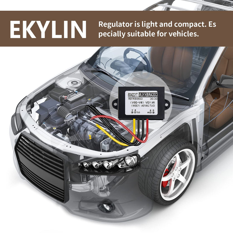 DC 12v Step up to 24v Converter Regulator 5A 120W Power Supply Adapter for Motor Car Truck Vehicle Boat Solar System etc.(Accept DC9-20V Inputs) DC 12V to 24V 5A
