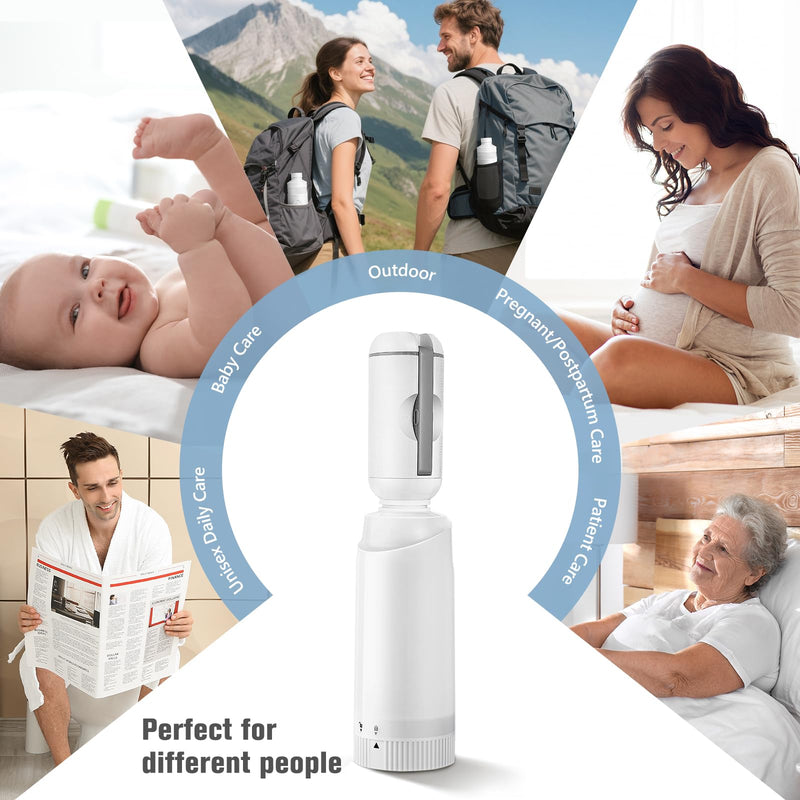 Upgrade SPACEREST Portable Bidet for Travel with 360ml Bottle, No Noise & Waterproof Handheld Sprayer, Rechargeable Electric Portable Bidet for Women & Men, Personal Hygiene & Postpartum Care