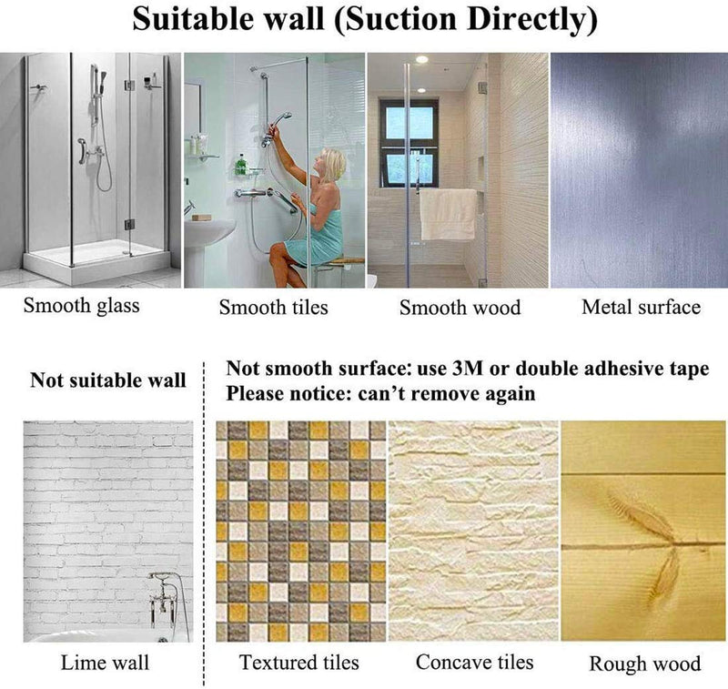 JiePai 24 inch Vacuum Suction Cup Towel Bar,Removeable Shower Mat Rod Shower Door Adhesive Towel Bar Suction Towel Rack (Chrome) Chrome 24inch