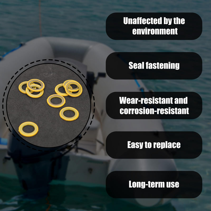 10 x 26-830749 Gearcase Oil Drain Plug Gaskets Screw Washers, Lower Unit Seals for Mercury 115FS 150 EFI 4-Stroke and Mariner Outboard Engines and MerCruiser Star Drives Accessories
