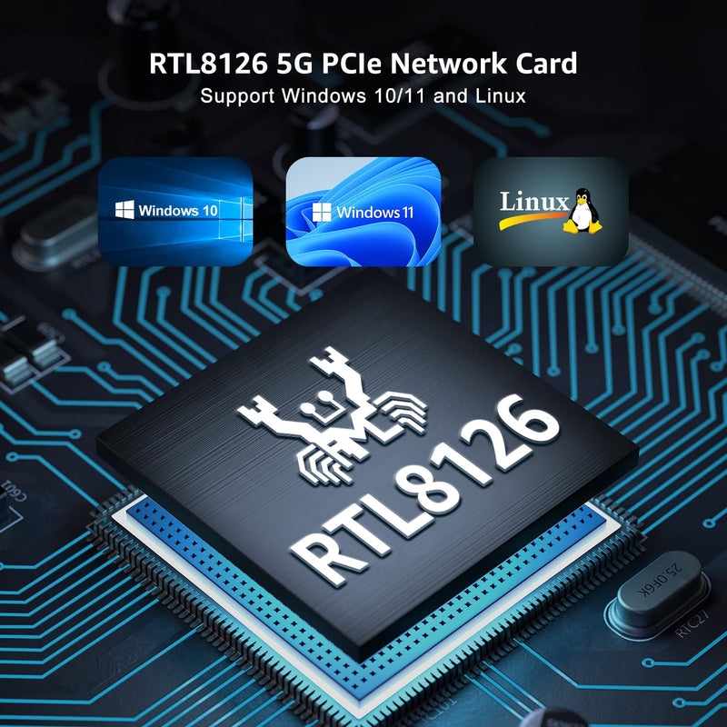 5Gb Base-T Network Card, Realtek RTL8126 Controller, NICGIGA 5G PCIe Ethernet Adapter Support WOL, 5Gbe RJ45 Port NIC Card, Windows10/11/Windows Server/Linux NIC-5G