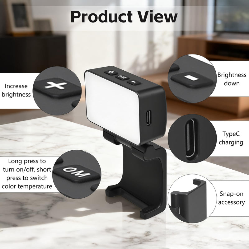 Mini Light for DJI Osmo Pocket 3, Fill Lighting Cold Hot Shoe LED Vlogging Light for DJI OSMO Pocket3 Accessories 500mAh, 9000K,Brightness 3 Levels Adjustable
