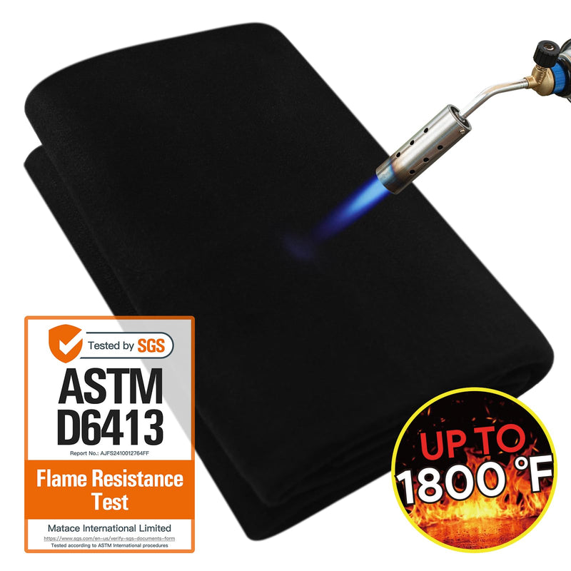 Matace 40x40 Inch Large Fireproof Welding Blanket & Pad, 5mm Thickened Fire Resistant Carbon Felt Cloth, Flame Retardant Fabric, Heat Shield for Grill Cover, Soldering, Firepit, Smoker, Black 40x40" 1 Piece 1/5 Inch (5mm)