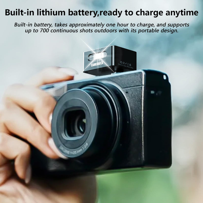 Mini Camera Flash-CF3 Manual Mini Flash,GN5, Aluminum Hot Shoe Flash Speedlight for Ricoh GR3/Sony ZV1/Fuji/Canon/Nikon for Film Camera/DSLR.(Black)