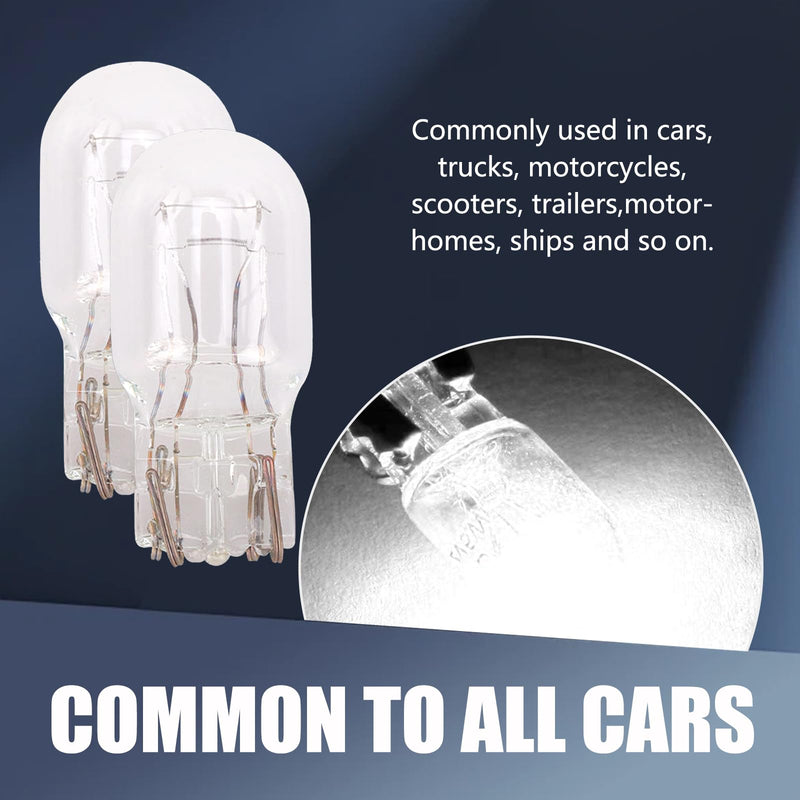 10 PCS T20 1891/7443 Miniature Car Halogen Brake Light, 12V 21/5W Waterproof Daytime Running Lights, Universal Double Wire Instrument Lights Bulb Replacement for Truck SUV Car (White Light) 10 PCS White Light #T20