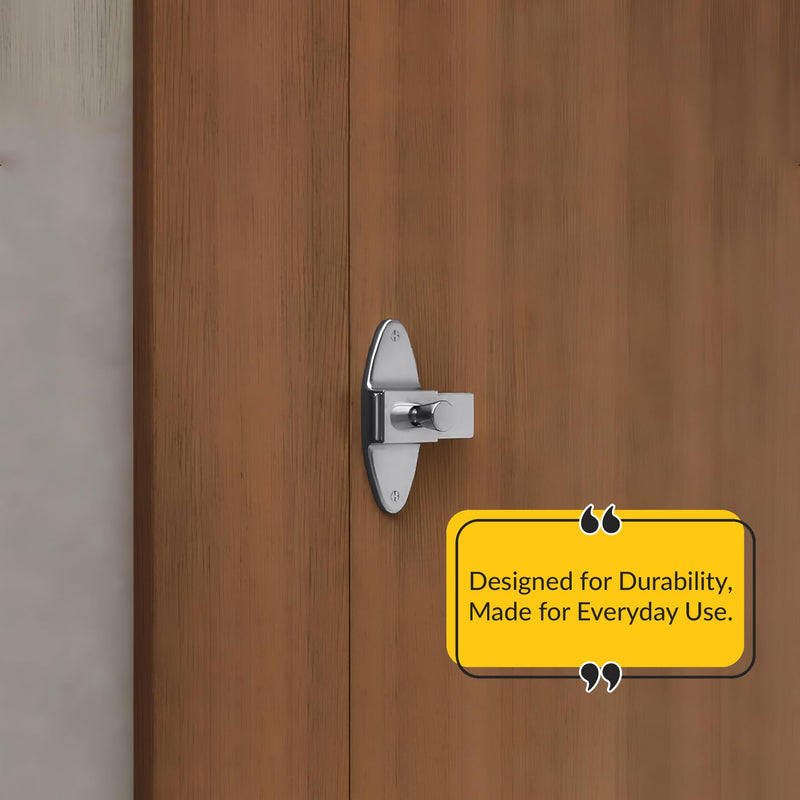 Brixwell Slide Latch and Keeper Set with Chrome Plated Finish, Zinc Material, Surface-Mounted, 3-1/2" Latch Hole Centers, Fits 1-1/4" Square Edge Pilaster, Includes Fasteners