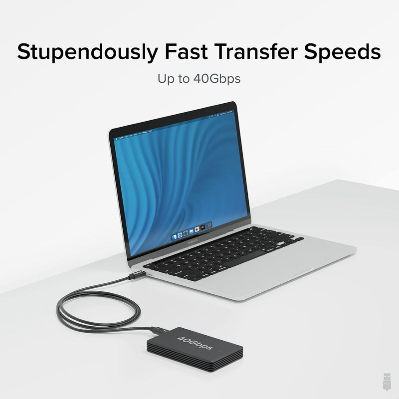Plugable Thunderbolt 4 Cable 240W EPR Charging, 1M (3.3ft), Thunderbolt Certified, 40Gbps Data, Dual 4K or 1x 8K Display, Compatible with USB4, Thunderbolt 3, USB-C