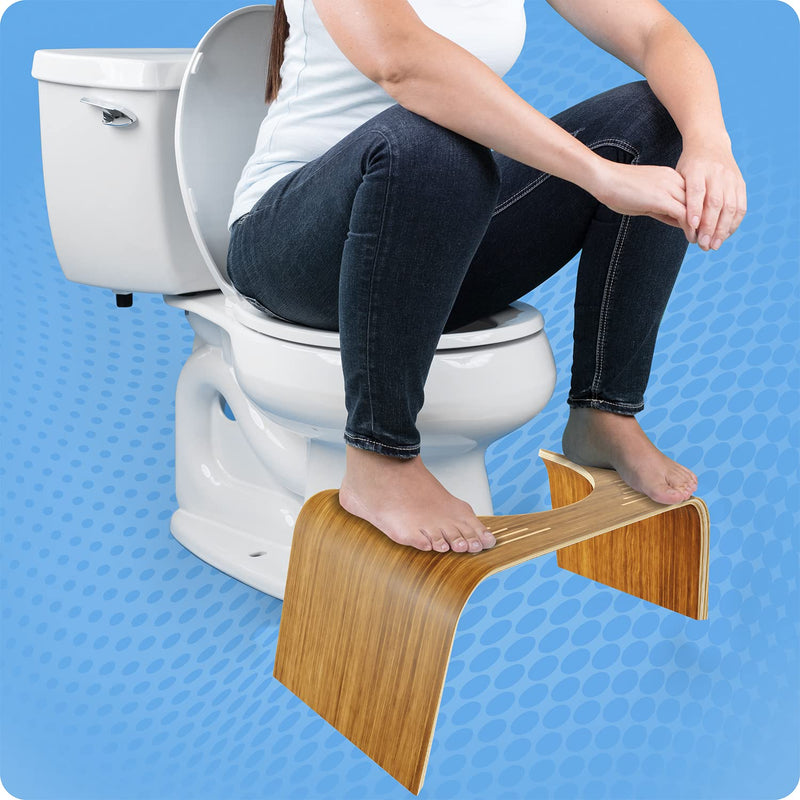 Squatty Potty Slim Teak Toilet Stool - 7-inch Height | Original Bathroom Wood Stool for Natural Positioning Brown