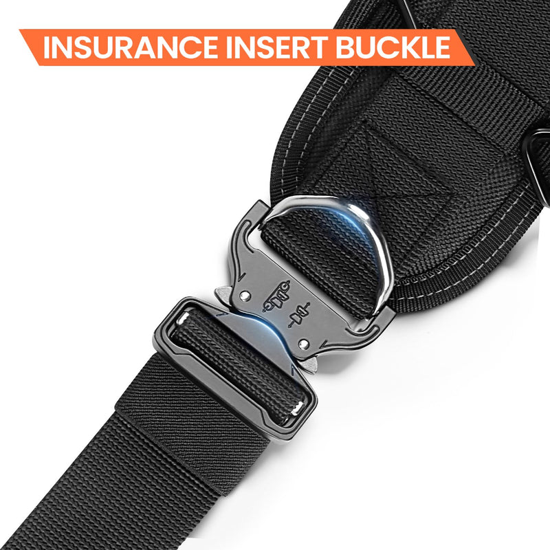 Multifunctional 33 Inch Tool Belt with Insurance Insert Buckle, 50 inch Adjustable Waist, Black, Fine Stitching XL