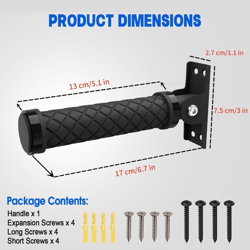 Flip Up Grab Bars for Doorways & Wall & Stairs，Safety Assist Handles for Elderly，Hand Rails for Seniors，Non-Slip Grip for Handicap，Disabled or People with Limited Balance-Black