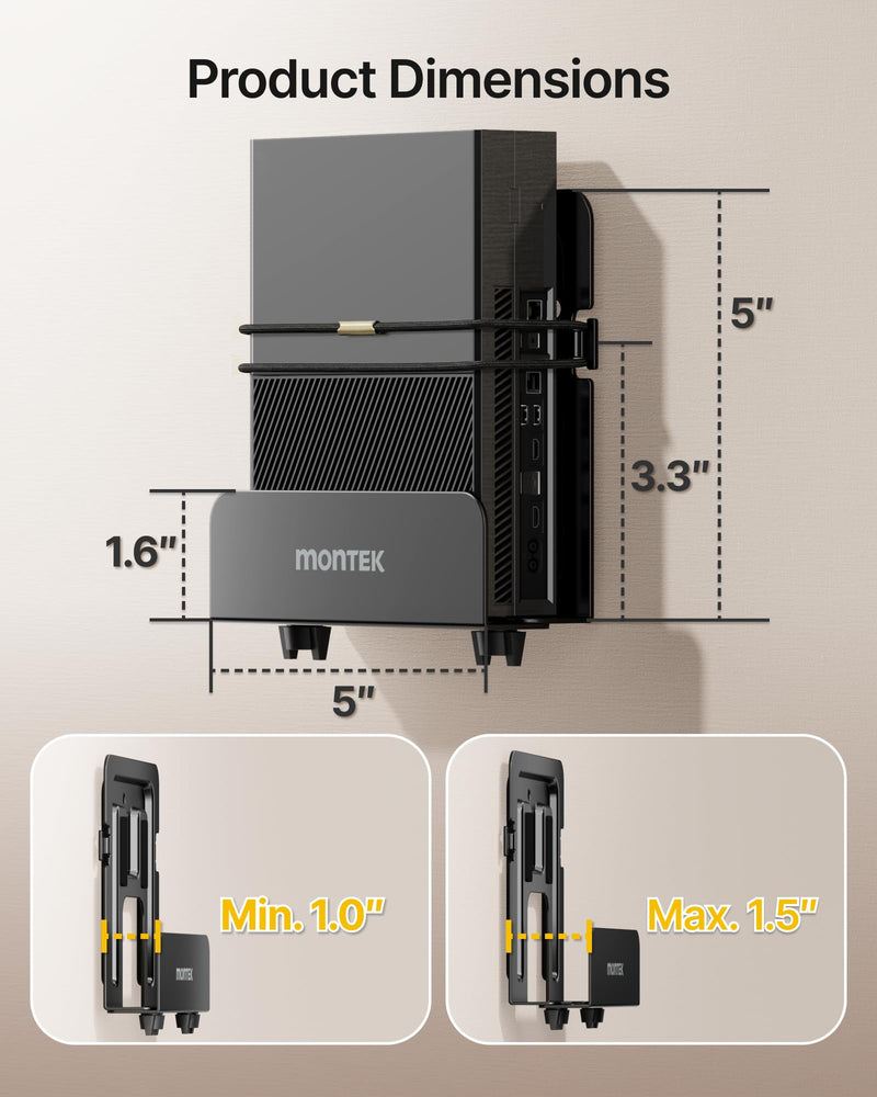 monTEK Adjustable Cable Box Wall Mount up to 11 LBS, Narrow | Small Devices Wall Mount, Modem Mount, For WiFi Router, DVD Player, Mini PC, Game Consoles & Streaming Media Devices Narrow | 1-Pack