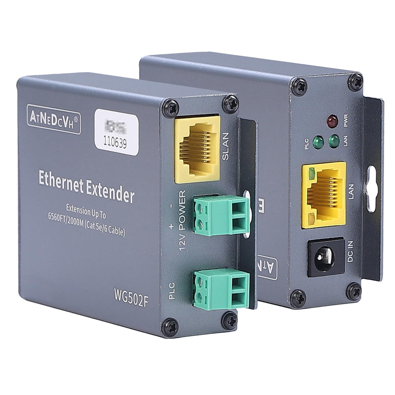 Ethernet Range Extender Repeater Kit, Ethernet LAN Range Extension Distance 6560FT 2000m Over Cat5e/6/6e RJ45 Network Cable - 3280FT 1000m Over Twisted Pair Cable UTP IP Extender Adapter WG502F