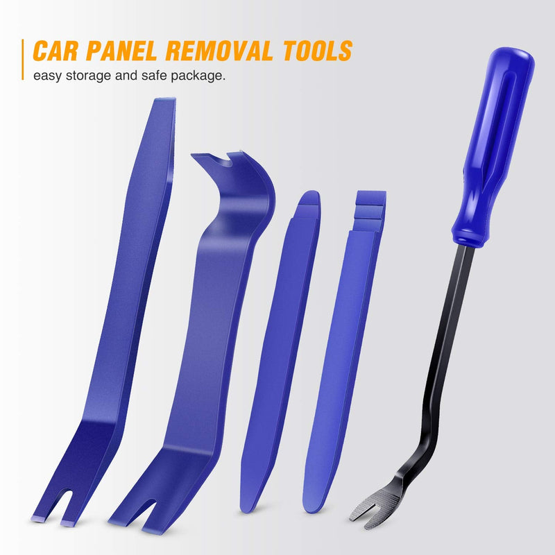 GOOACC 5PCS Auto Trim Removal Tool Kit No-Scratch Pry Tool Kit for Car Door Clip Panel & Audio Dashboard Dismantle -5PCS Blue