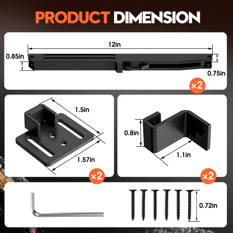 Barn Door Soft Close Hardware Kit 4 Pack,Barn Door Stopper Black | Heavy Duty|Universal Fit | 88-132 lbs|No Hole Install | Adjustable Damper | Sliding Door | Top Track | Upgrade