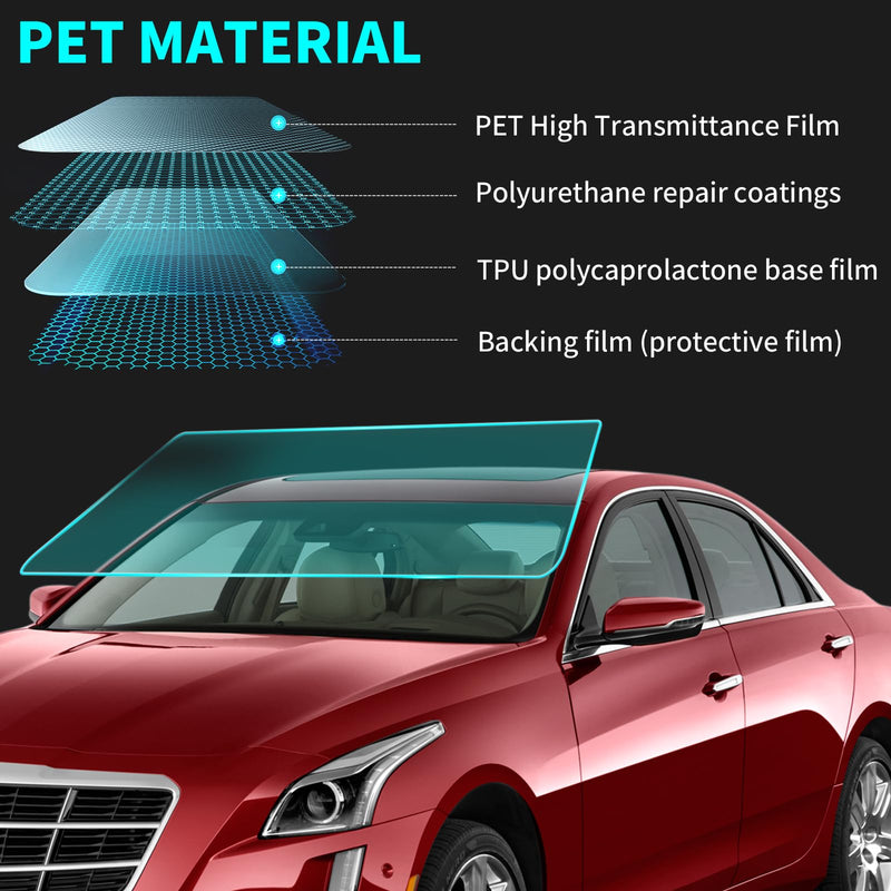 Windshield Tint Strip, 2 Pack Window Tint Car, 5% VLT Sun Shading Heat & UV Protection Windshield Solar Protection Film for Cars, Include 2 Squeegee, 59.06 x 7.87 Inch
