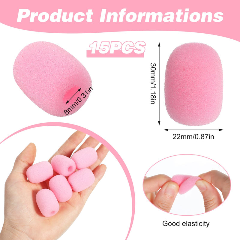 Oruola 15PCS Mic Cover Foam,Pink Headset Microphone Covers Foam | Noise Reduction Mic Covers for Headsets, for Variety of Headsets Microphone, Noise Reduction