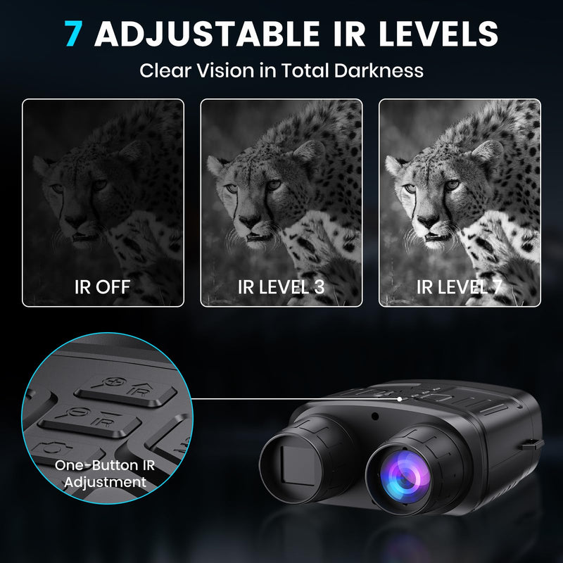 Night Vision Goggles for Adults, 4K Night Vision Binoculars with 5000mAh Rechargeable Battery and 32GB TF Card for Hunting, Wildlife Observation and Security Dark Black
