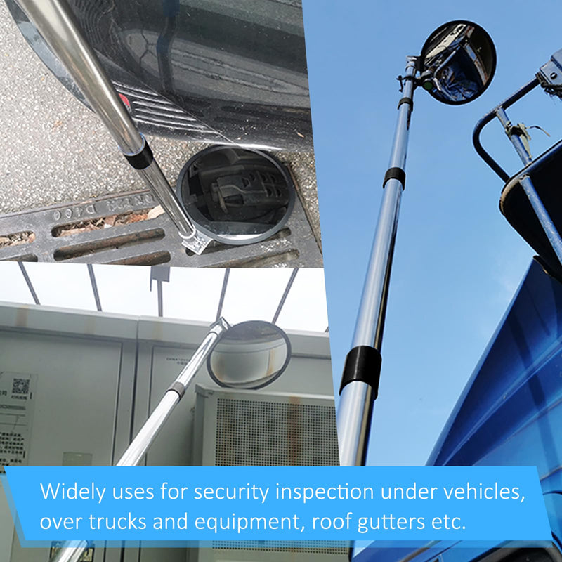 Portable Hand-Held Vehicle Search Telescopic Inspection Mirror for Security Check Under Cars, Truck, Equipment, Over Shelves and Corners 9 inch Round