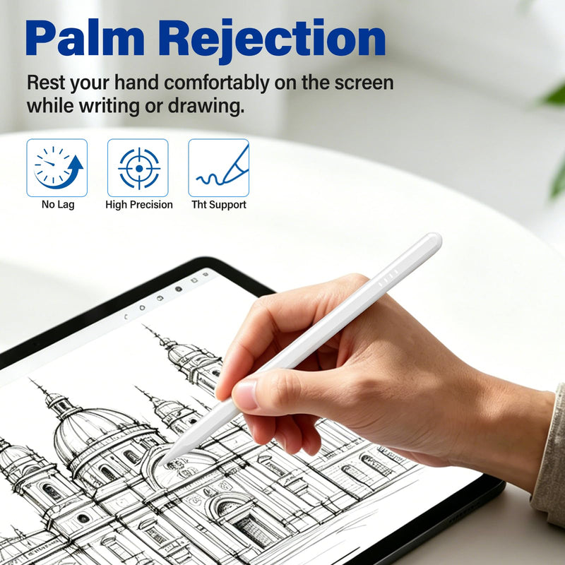 Pencil for Apple iPad 2018–2026 Fast Charge Palm Rejection, Magnetic Attachment, Tilt Sensitive Precision Stylus Pen for Apple iPad Pro 11"/12.9"/M4, Air 3/4/5/M2/M3/M4, mini 5/6/7 1 Pencil + 2 tips