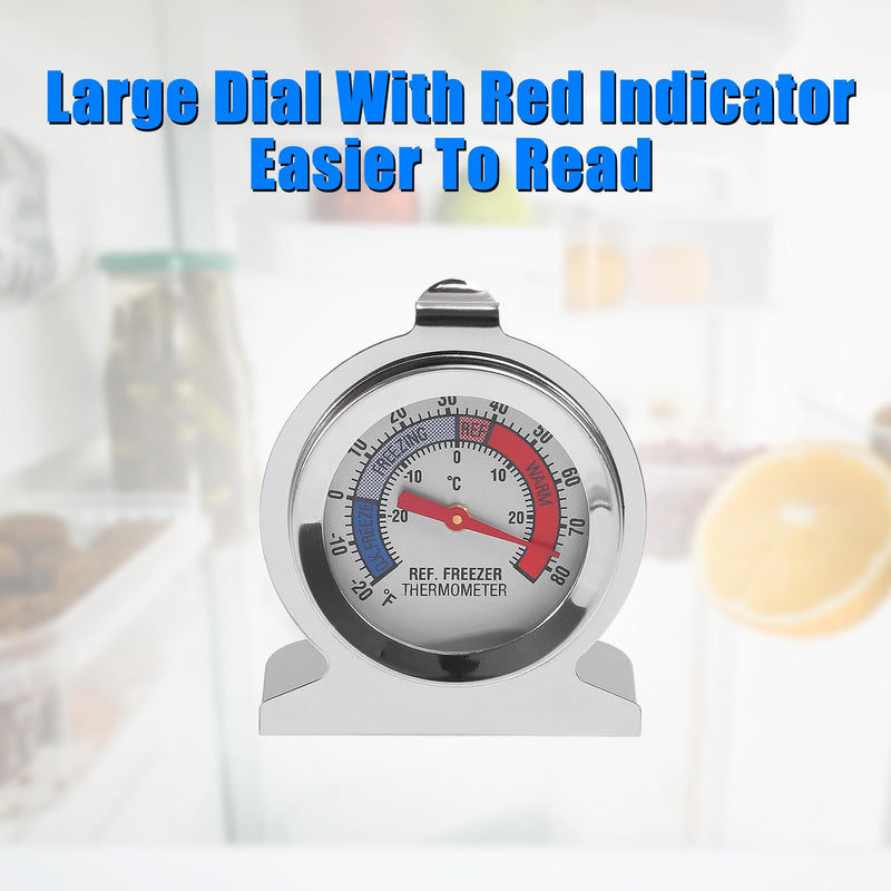 12Pcs Refrigerator Thermometer -30~30°C/-20~80°F Fridge Analog Freezer Thermometer Stainless Steel Large Dial Temperature Gauge for Home, Kitchen, Restaurants Refrigerator 12PCS