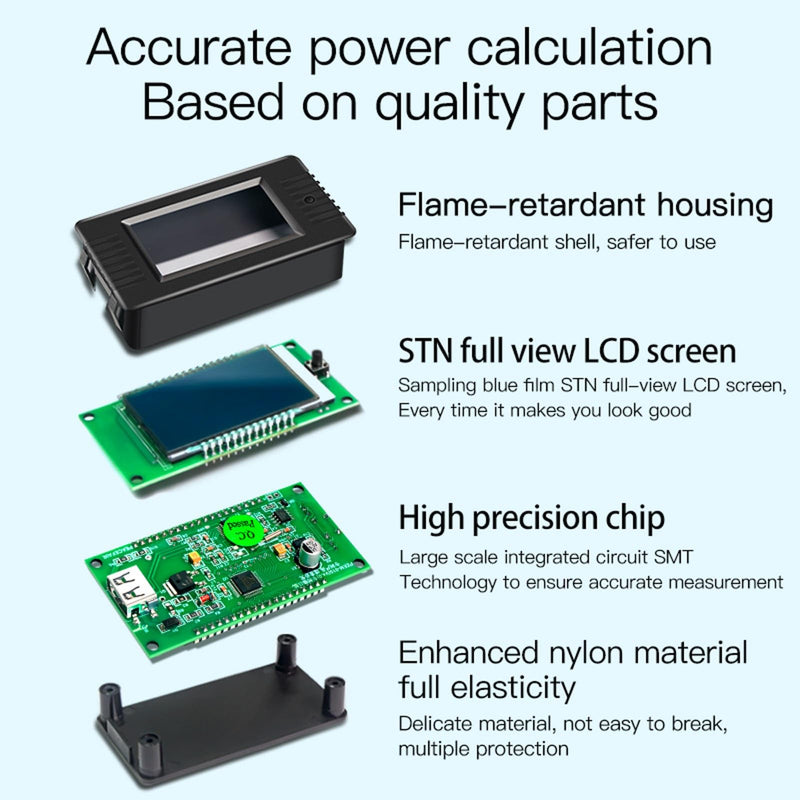 DC 8-120V 0-100A Battery Monitor Digital Current Voltage Power Energy Meter Multimeter Ammeter Voltmeter with 100A Current Shunt