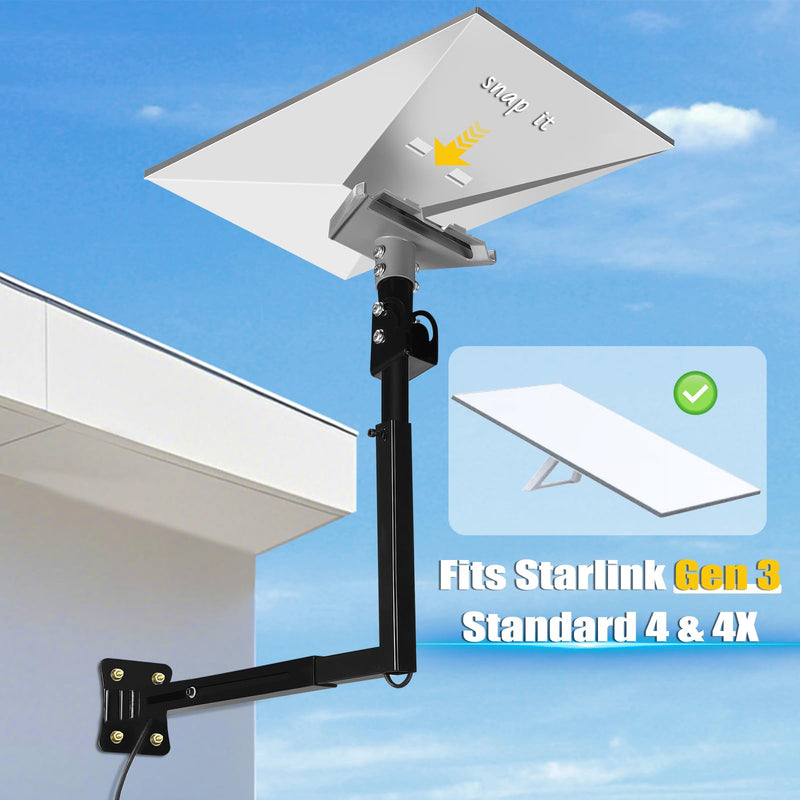 360°Adjustable Telescoping Starlink Pole Mount | Starlink Mount for Starlink Standard 4/4X/Gen 3, Starlink Long Wall Mount Large
