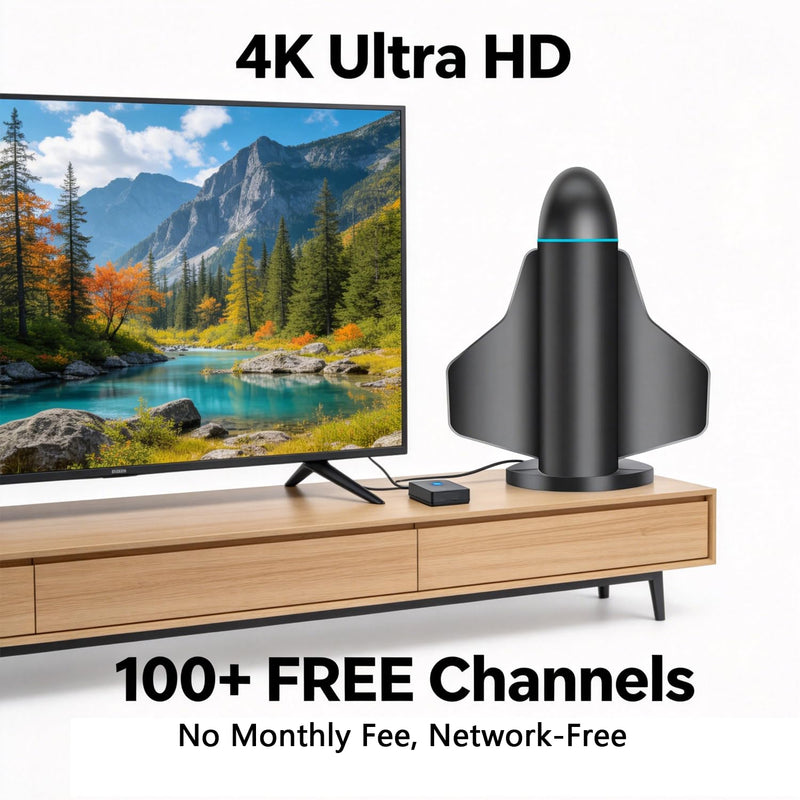 Indoor TV Antenna Amplified OTA Digital Antenna 16ft Coaxial Cable | Receive Free Over-the-Air TV Signals with USB-Powered Amplification and Flexible Indoor or Balcony Placement