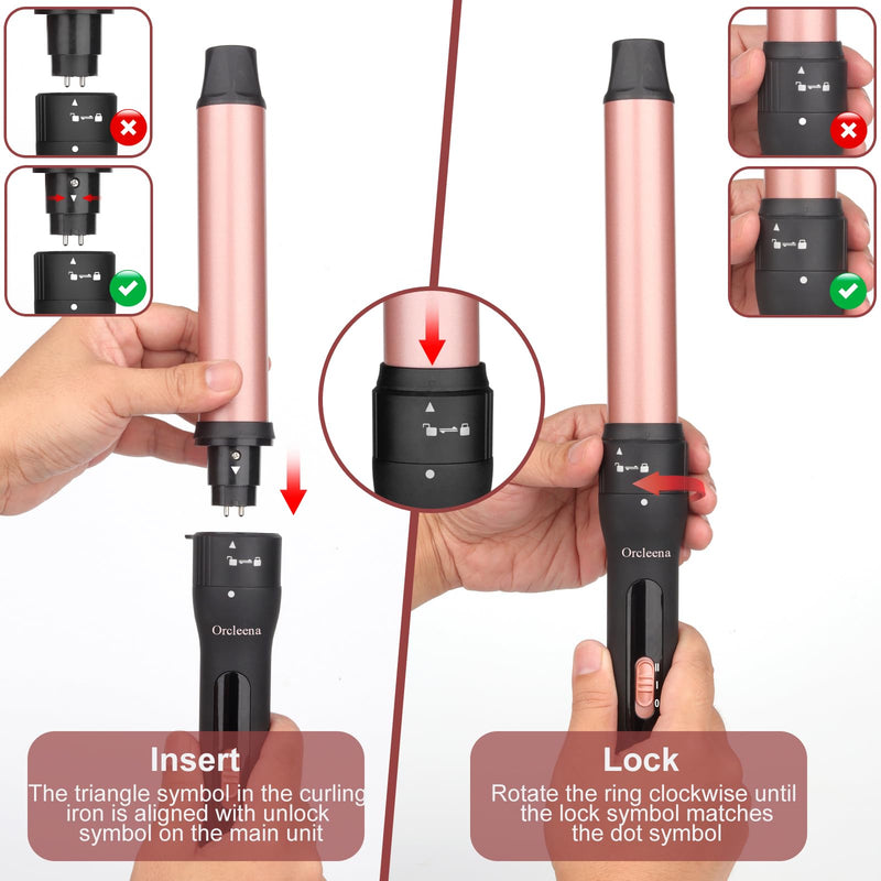 Curling Wand 3 in 1 Hair Curler Ceramic Curling Tongs Iron Set | Long Thick Thin Hair Interchangeable Barrels Beach Waves Styling Tools with Glove Rose Gold hair curler 3 in 1