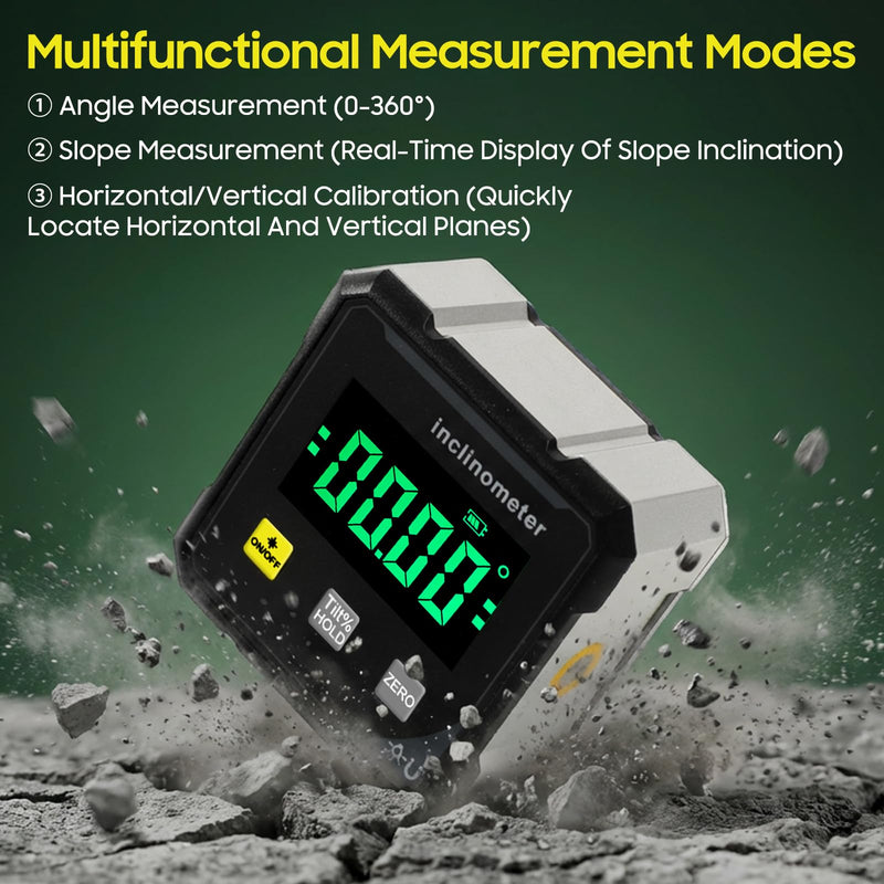 Digital Angle Finder Protractor Tool,4×90° High Accuracy Measuring Tool with Large Display,4-Side Magnetic Angle Gauge, Cube Inclinometer, Table Saw Miter Protractor, Woodworking Measuring Tool