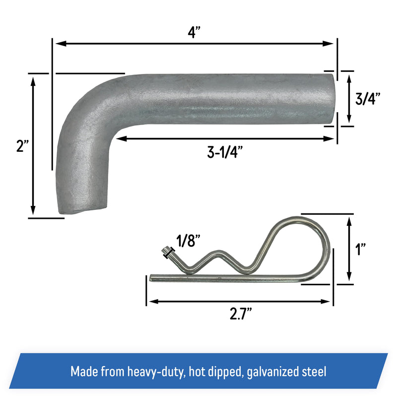 Floating Dock Hinge Connector Pin, 3-1/4" x 3/4" - Heavy-Duty Galvanized Steel (4 Pack) 4
