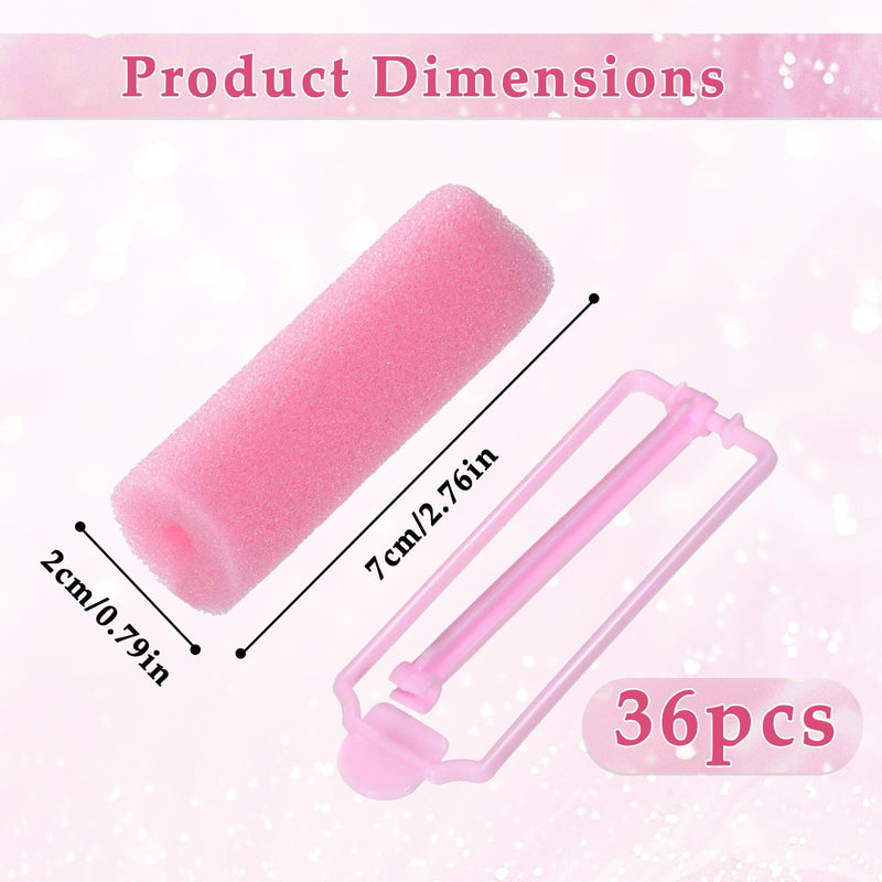 36 Pieces Foam Sponge Hair Rollers - Flexible Soft Sleeping Curlers, No Heat Heatless Self Grip Hairstyle Tool for Women, Hairdressing Benders for Home Salon on Long Medium Short Hair