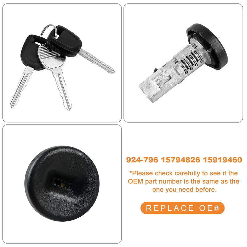 924-796 Ignition Lock Cylinder W/2 Chip keys With On-Board Programming For 2007-2014 Chevy Silverado1500 2500 3500 Suburban Tahoe Avalanche, GMC Sierra Yukon Denali,Express Savana 08-14,Cadillac&Buick