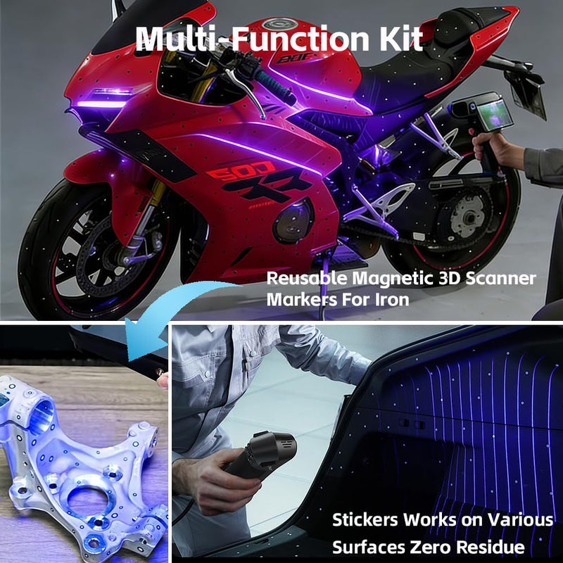 800 Dots 6mm & 3mm 3D Scanning Markers for 3D Scanner | High Precision Tracking & Positioning Dots for 3D Scan, Reusable Magnetic & Stickers Combo(16 Sheets) 6mm&3mm 800