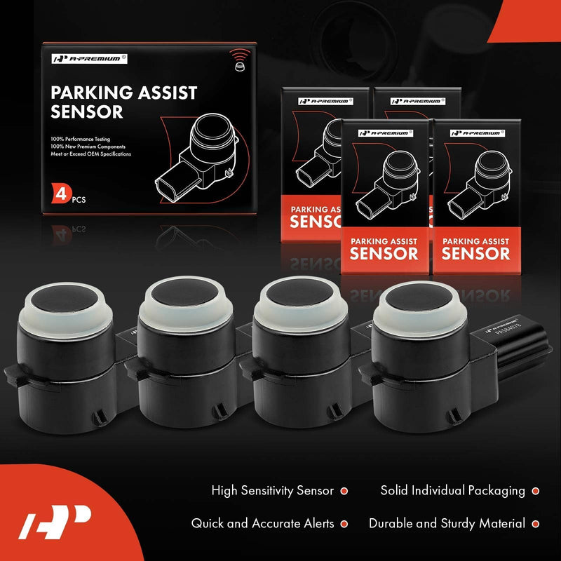 A-Premium 4-PC Reverse Backup Parking Aid Assist Sensor Compatible with Select Jeep, Dodge, Chrysler & Ram Models - Grand Cherokee, Liberty, Ram 1500 2500 3500, Grand Caravan, Charger, Journey, 300 4-PC Set