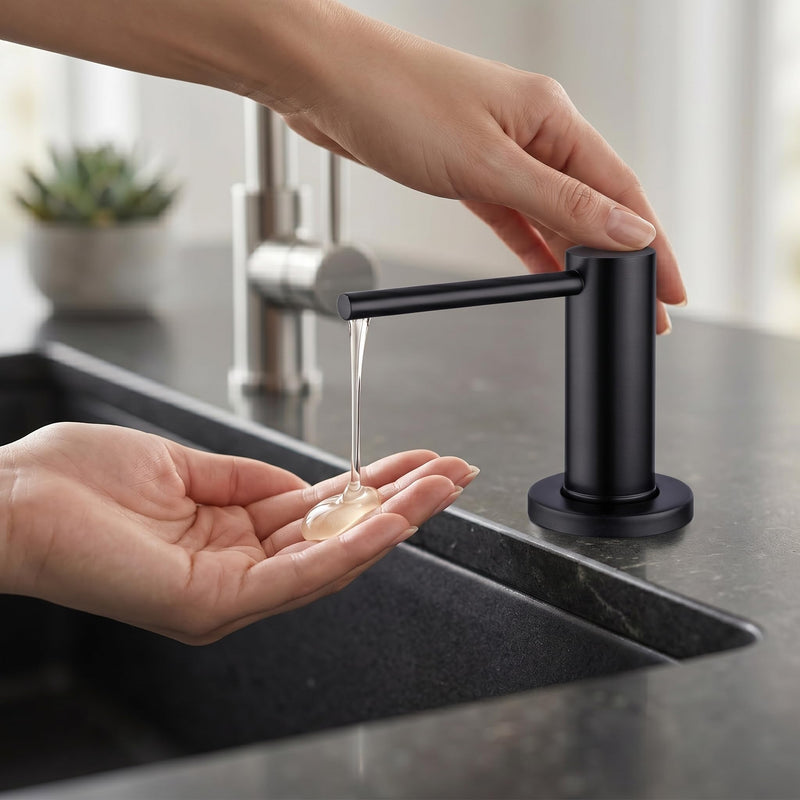 Soap Dispenser for Kitchean Sink, Built in Black Soap Dispenser Stainless Steel Soap Pump with 40" Extension Tube and 500ml Bottle Easy to Refill