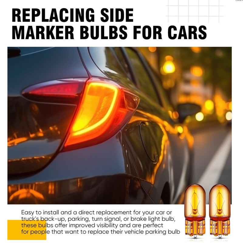 2827NATB 2825 Bulb 12V 5W W2.1 x 9.5D Base Natural Amber Parking Light Side Marker Light Bulbs Front Lights Headlights