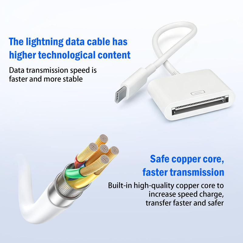 USB C to 30 Pin Female Adapter for iPhone 17,No Audio Type C to 30Pin Cable | Apple MFi Certified USB Type C to 30-Pin Charging and Data Converter for iPhone 17 17 Air 16 15 Pro Max 16 15 Plus, New iPad