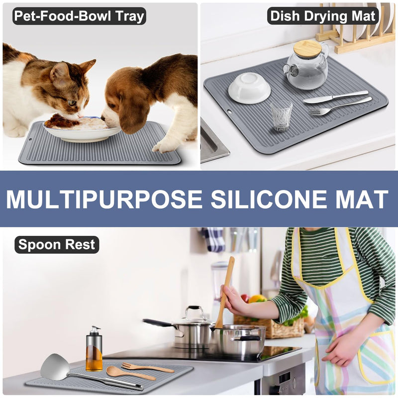 Walfos Large Silicone Trivet 16x12 Inch, Hot Pads for Kitchen, Heat Resistant Pot Holders Trivets for Hot Dishes, Hot Pots and Pans, Quartz Countertops, Gray, 2 Pack 16x12in, 2 Grey XXL Trivet