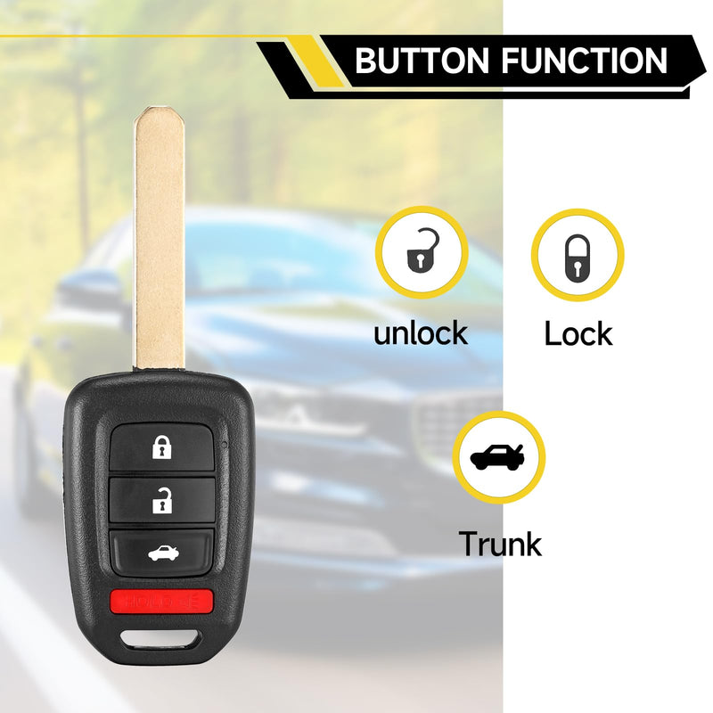2 Pcs Smart Key Fob Replacement Fits for Honda Civic 2016 2017 2018 2019 2020 Honda Accord 2016-2017 Car Keyless Entry Remote MLBHLIK6-1TA 35118-T2A-A60 433MHz