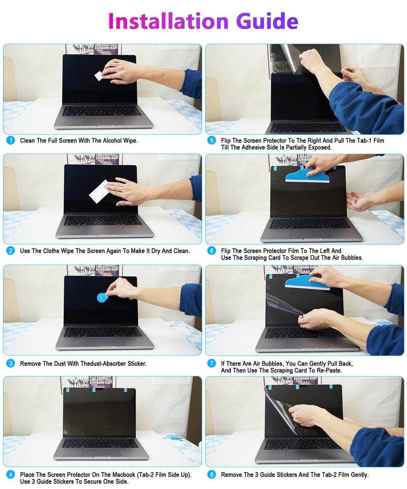 PYS 4-Way Privacy Screen for MacBook Pro 13 Inch (2016-2022, M1, M2) & MacBook Air 13 Inch (2018-2021, M1) - 360° Anti-Spy Filter, Matte Anti-Glare Protector, Scratch-Resistant Film, Laptop Privacy Filter Shield Black