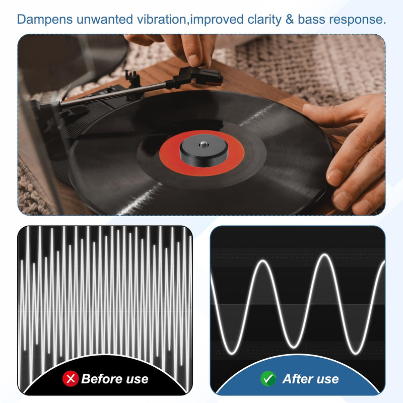 MECCANIXITY 45 Record Adapter, 1.5'' Aluminum Matte Vinyl Record Adapter Turntable Disc Weight Stabilizer Universal Disc Stabilizer for 45 RPM Vinyl Discs, Black
