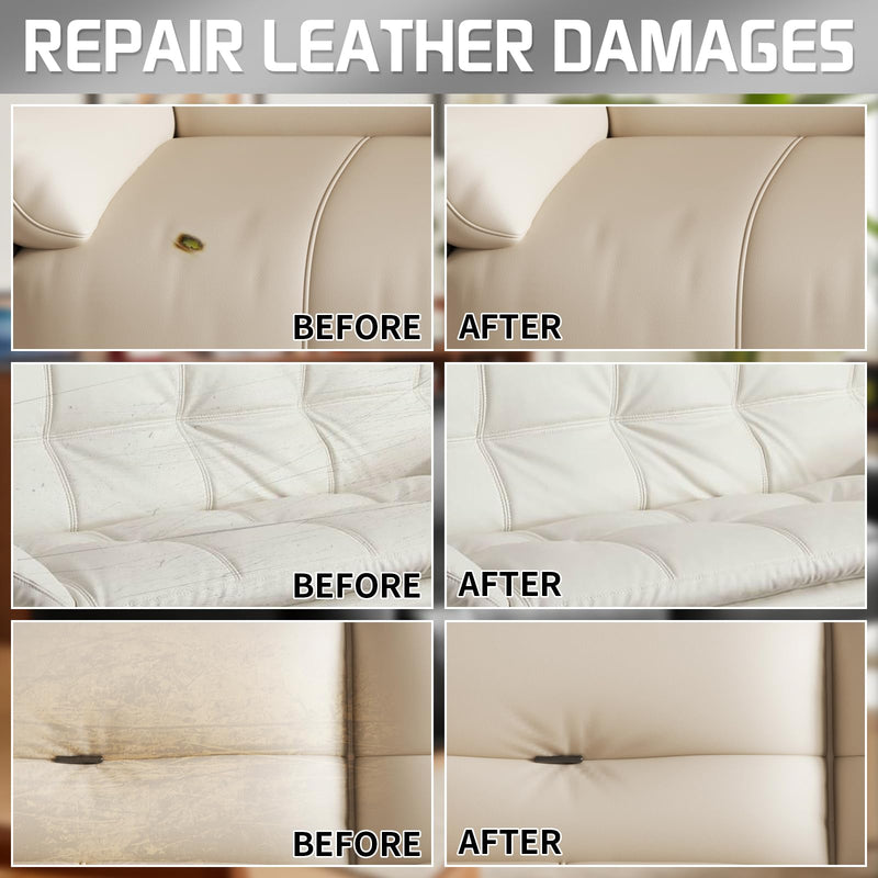 Leather Repair Kit for Furniture, Leather Vinyl Repair Kit for Car Interior,Couch, Jacket, and Purse - Fixes Tears, Burn Holes, and Scratches (Cream) Cream