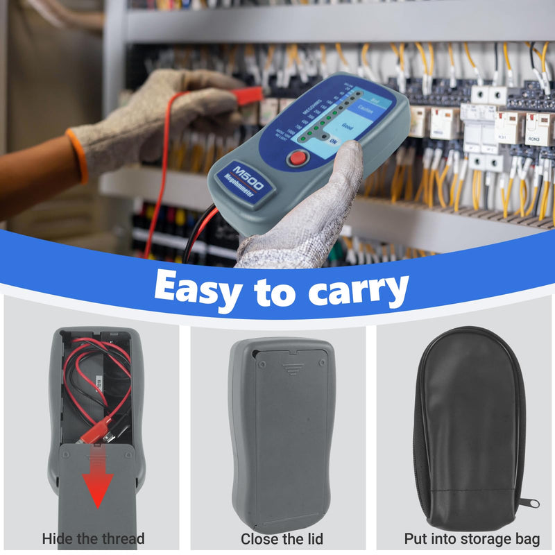 M500 Insulation Tester/Electronic Megohmmeter 500V with Soft Carrying Case