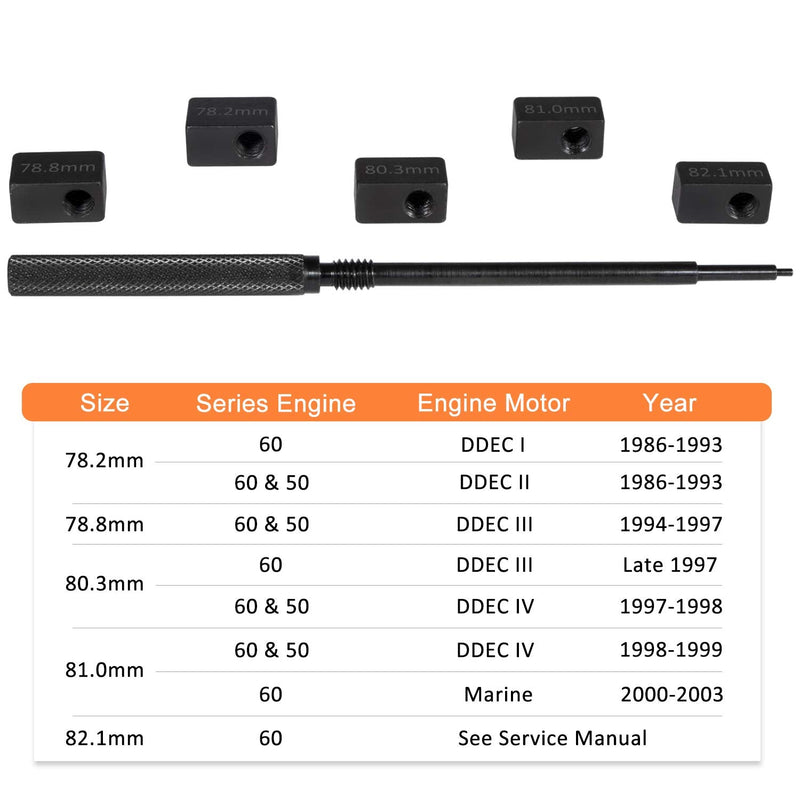 E-cowlboy 3350 Injector Height Gauge Kit for Detroit Diesel Series 50 & 60 Engines, Plastic & Metal Body, Includes 78.2mm, 78.8mm, 80.3mm, 81.0mm & 82.1mm Gauge Blocks, HG - 1590