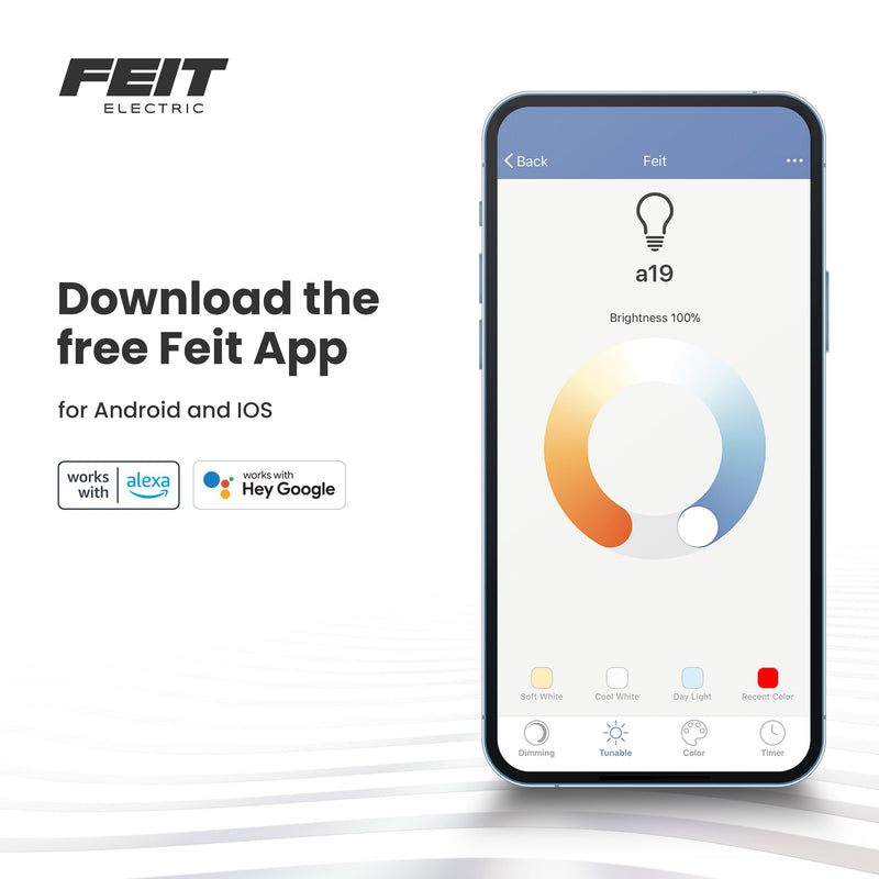 Feit Electric A19 Smart LED Light Bulb, 60W Equivalent, Dimmable, RGBW Color Changing, Alexa & Google Home Compatible, 2.4GHz Wi-Fi Enabled, 800 Lumens, 25,000-Hour Lifetime, OM60/RGBW/CA/AG/6, 6-Pack Rgbw + 60w 6 Count (Pack of 1)