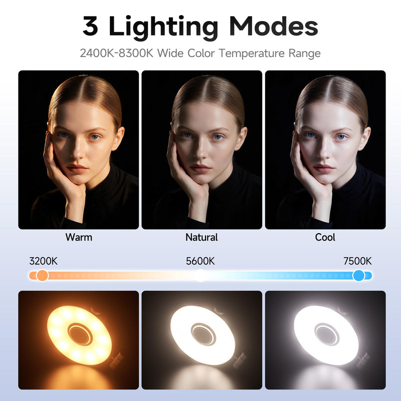 7RYMS 7Lite L1 Magnetic Selfie Light for MagSafe iPhone, LED Fill Light | CRI95 Lighting, 360° Rotation and Built-in Mirror. Magnetic Mount for Selfies, Video Call, Streaming and Photography (Silver) Silver
