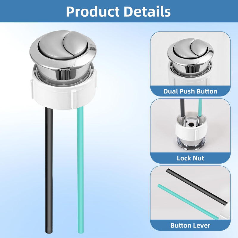 38mm Toilet Push Button Replacement, Dual Flushing Toilet Push Button Spare Parts, Compatible with Geberit & Kohler Part, Satin Chrome, Easy to install, 1Pack 1 Pack