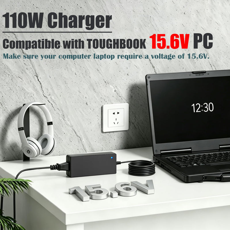 15.6V 110W Laptop Charger Compatible with Panasonic-Toughbook FZ-55 CF-33 | CF-31 CF-30 CF-50 CF-53 CF-54 CF-19 CF-52 CF-72 CF-73 CF-D1N, Fit for Toughbook Computer Power Suplpy CF-AA1653A AA5713A