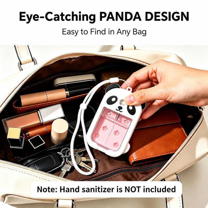 Panda Hand Sanitizer Case, Compatible with Touchland 1 FL OZ Mist | Durable silicone cover, Adjustable lanyard & keychain, Trendy purse charm, Everyday travel commute essential, Gift for her