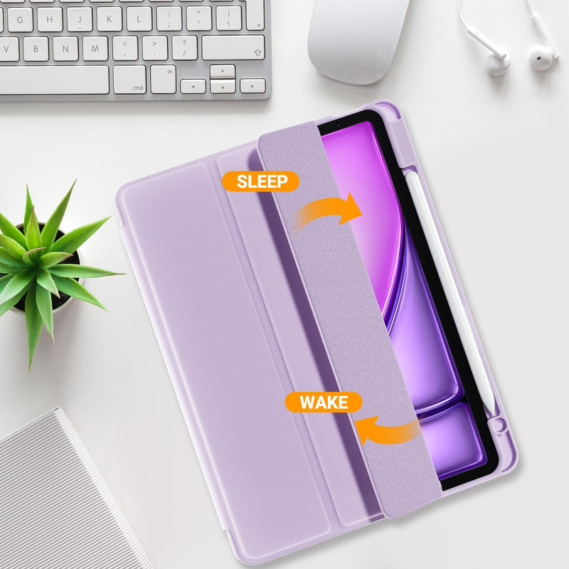 ProCase iPad Air 11 Case with Tempered Glass Screen Protector for M4/M3/M2 | All-in-One Protection Set, Pencil Holder, Slim Trifold Stand, Auto Wake/Sleep (2026/2025/2024) - Purple
